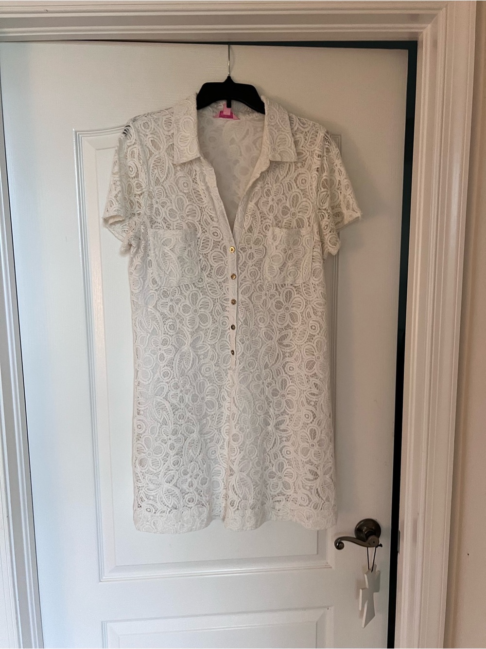 Lace Shirt Mini Dress in White